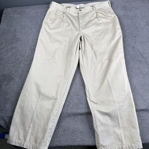 Vintage LL Bean Pants Mens 40X30 Tan Double L Relaxed Fit Fleece Lined Grunge